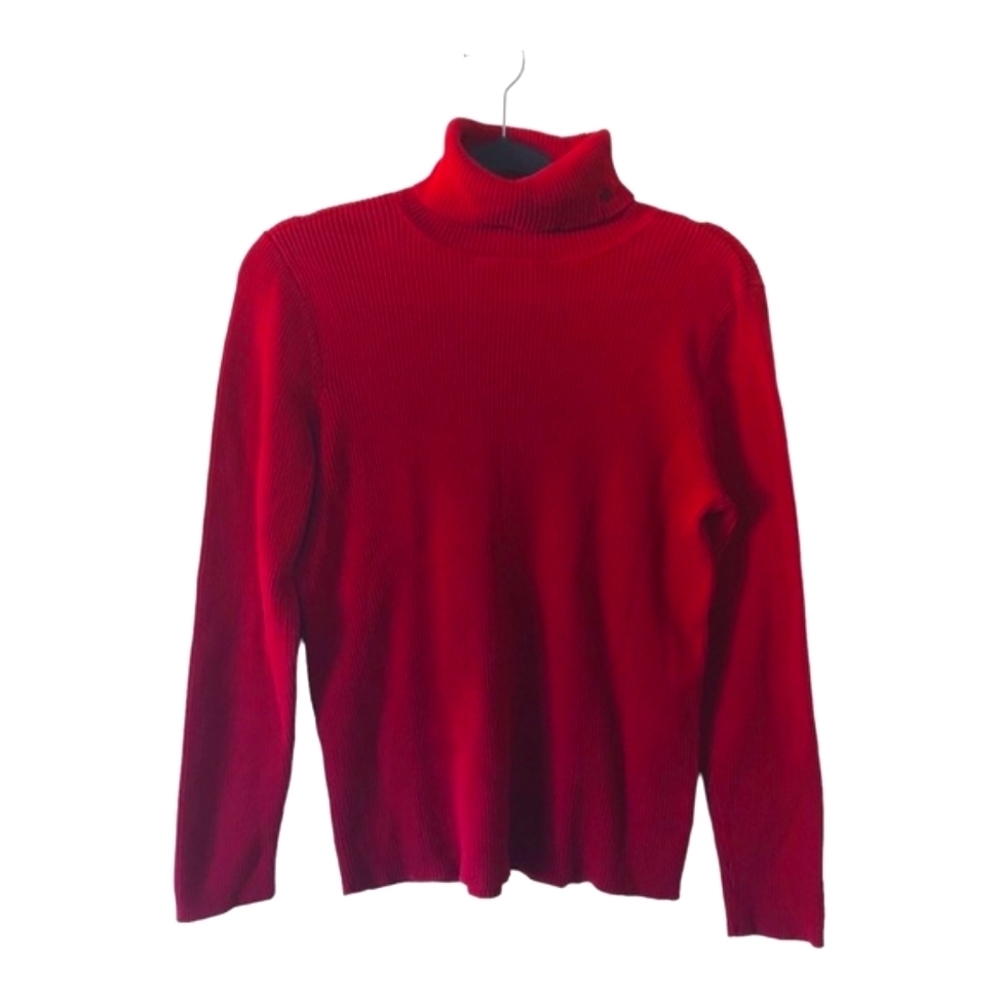 Lauren Ralph Lauren Vintage Ribbed Turtleneck Sweater Women's Size XL Red